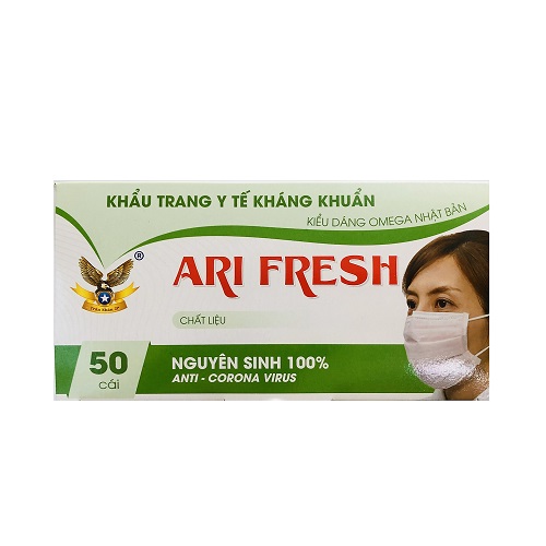 Khẩu trang y tế cao cấp 4 lớp kháng khuẩn chống thấm Ari Fresh hộp 50 cái